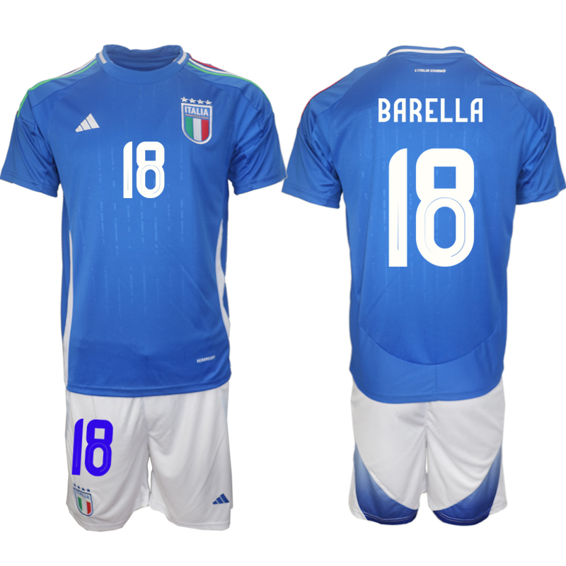 Men 2024-2025 Season Italy home Blue #18 Soccer Jersey->italy jersey->Soccer Country Jersey